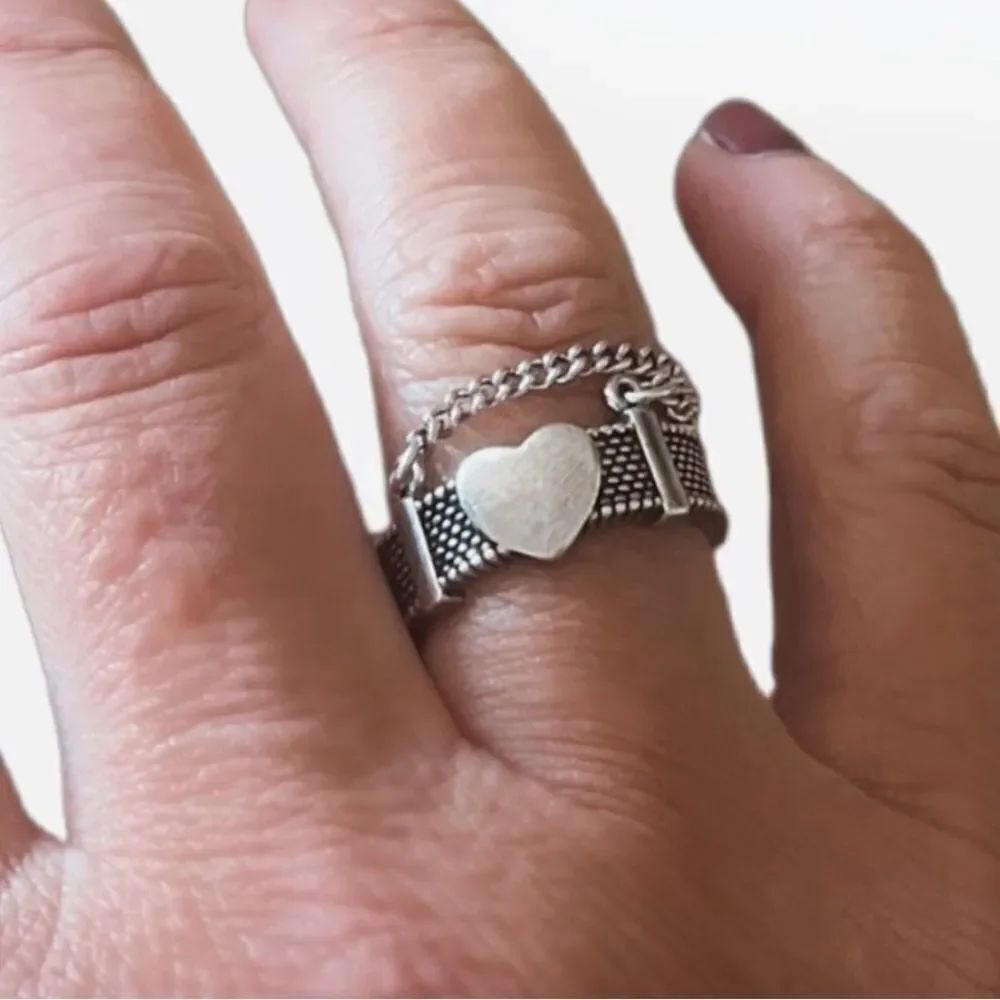Heart Chain Adjustable 925 ring - Picture 7 of 7